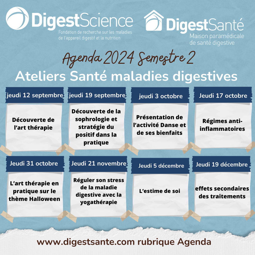 Calendrier des ateliers santé DigestSanté organisés au 2e semestre 2024